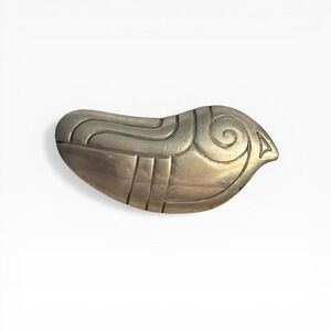Vintage JJ Jonette 1988 Stylized Bird Brooch Pin Modernist Silver Tone Pewter